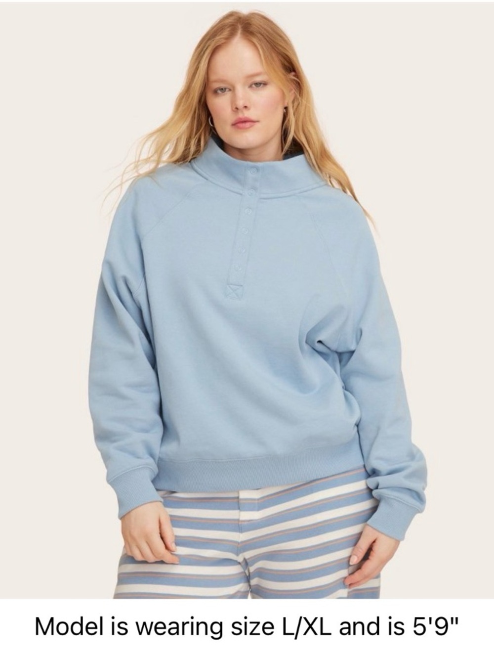 Parke x target Womens snap mockneck popoversweatshirt light blue (L/XL)